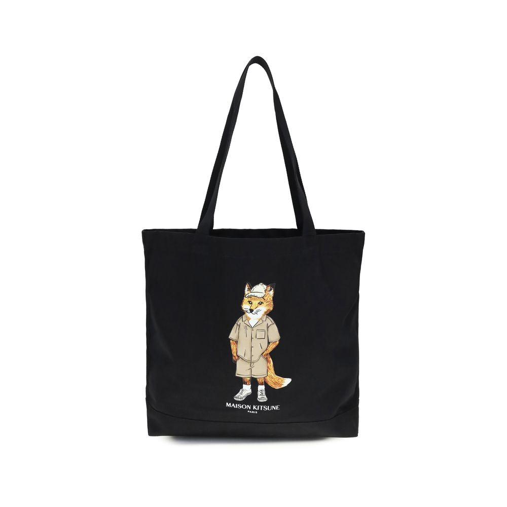 Maison Kitsuné Black Cotton Handbag